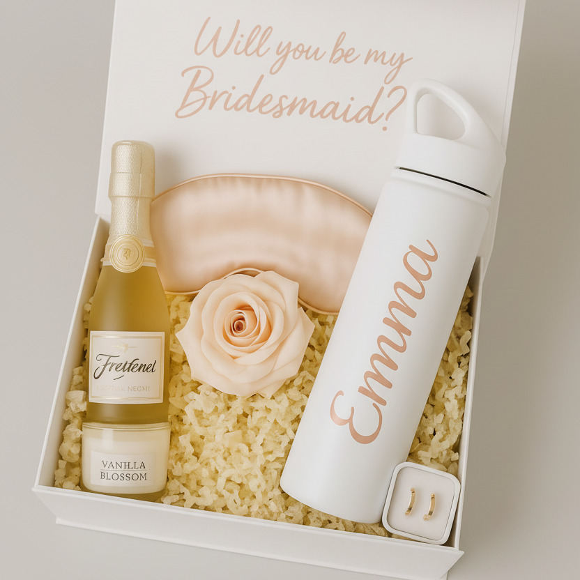 Premium Personalized Water Bottle with Gift Box – Luxury Bridesmaid Gift